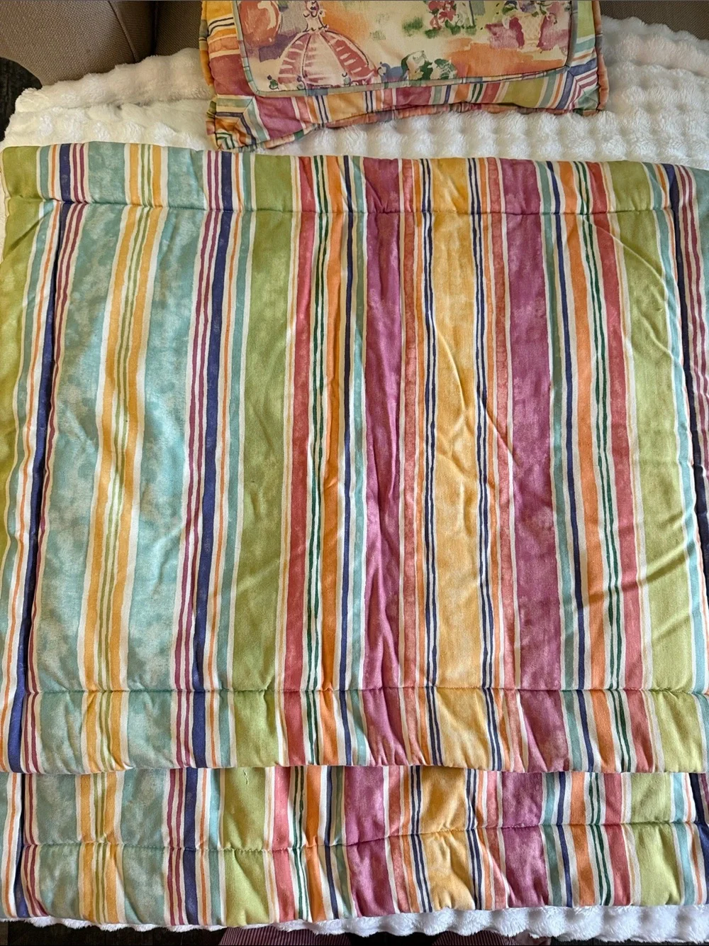 Multicolor Striped Home Bedding Set of 2 Padded Shams with Accent Pillow